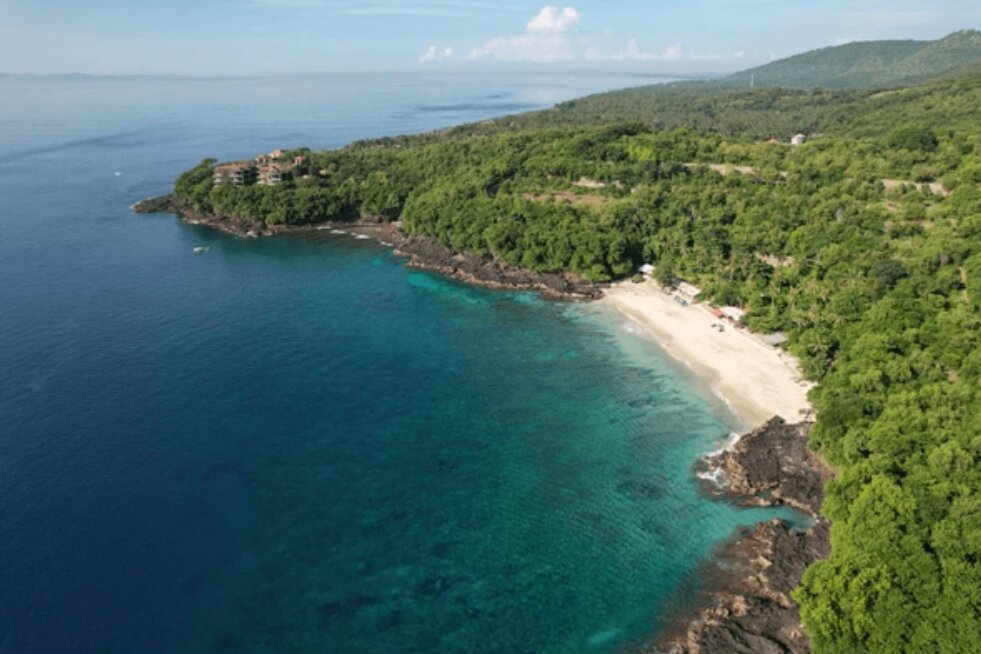 Bias Tugel (Virgin Beach) — secluded white-sand cove with turquoise water near Padang Bai, east Bali